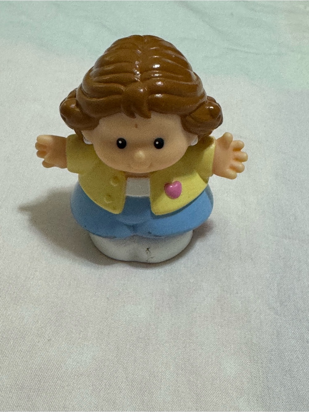 Little People Mom Yellow Jacket Blue Dress Baby Figure